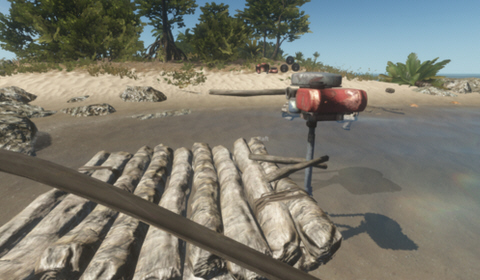 荒岛求生木筏装发动机方法